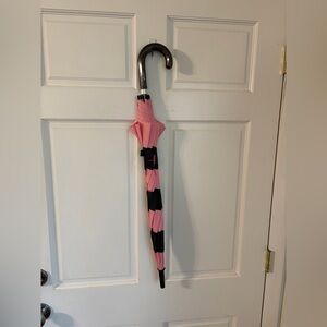 NWT Victoria’s Secret Pink Black Striped Signature Logo 32” Umbrella